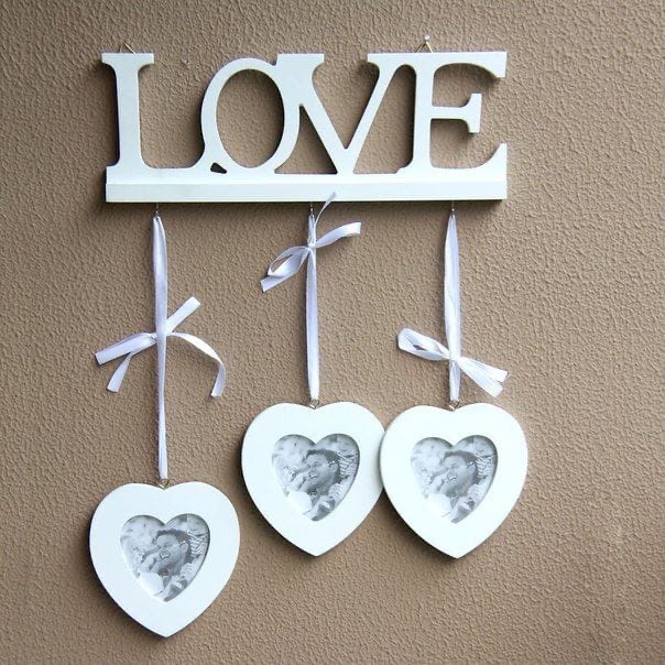 Laser Cut Love Heart Wall Hanging Photo Frames Set Free Vector