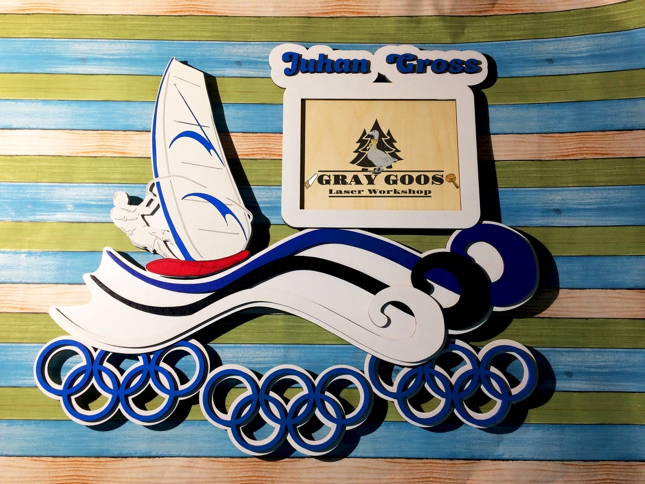 Laser Cut Surfing Medal Hanger Display Rack Free Vector