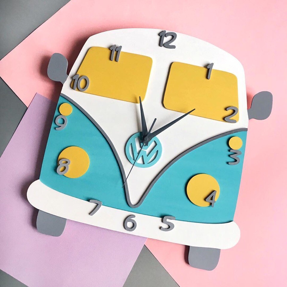 Laser Cut Volkswagen Clock Free Vector