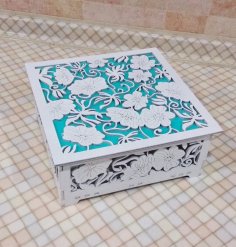 Laser Cut Decorative Wooden Jewelry Box DXF File