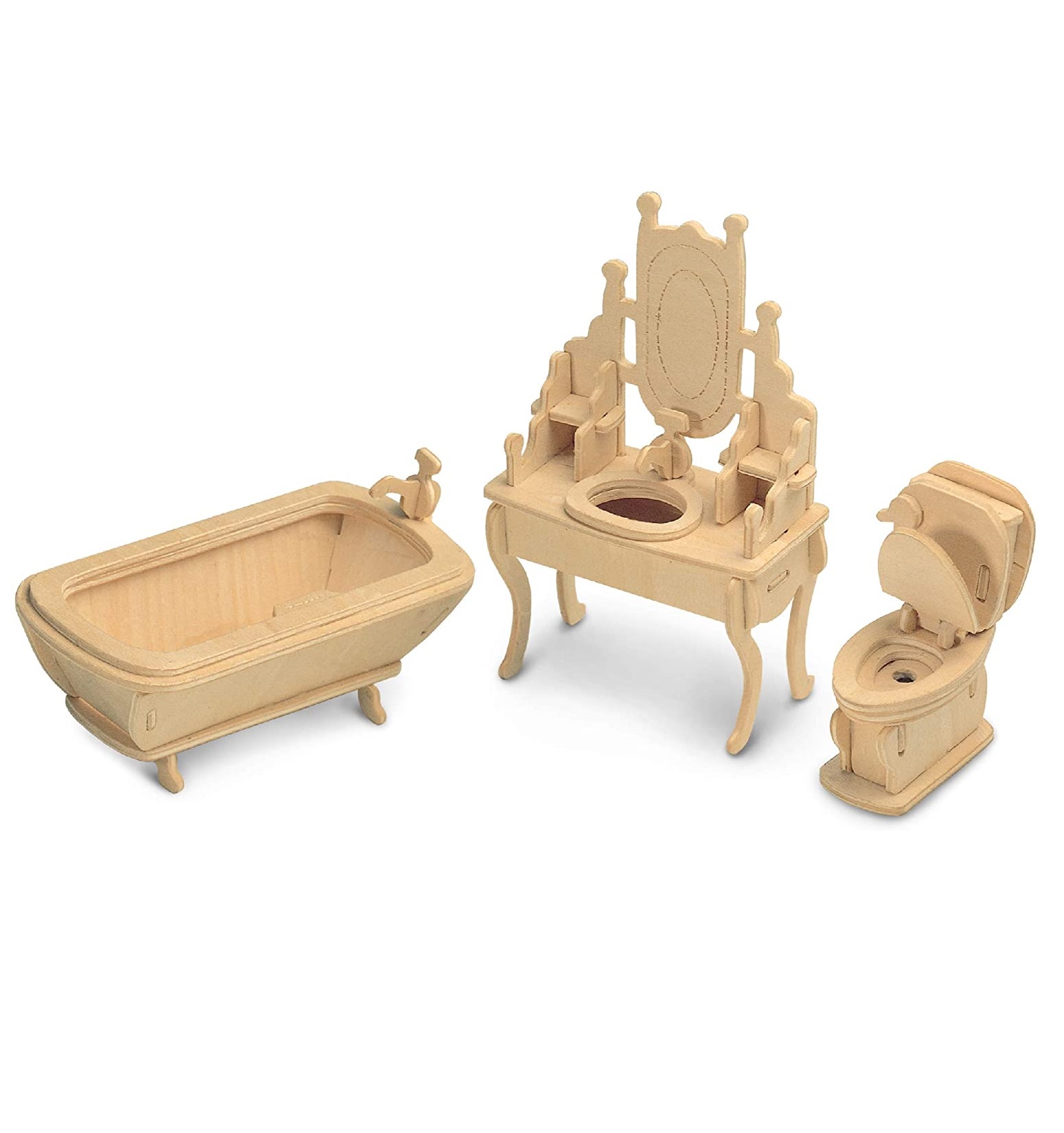 Laser Cut Dollhouse Bathroom Furniture Set Free Vector