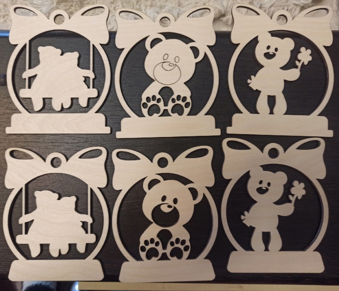 Laser Cut Tiger & Bear Ornaments Wooden Toys Free Vector