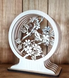 Laser Cut Wooden Multi-Layer 3D Desk Decor Free Vector