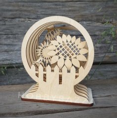 Laser Cut Multi-Layer Wooden 3D Desk Decoration Free Vector