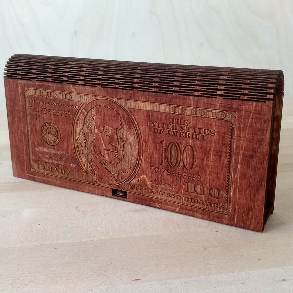 Laser Cut Wooden 100 Dollar Bill Money Box Free Vector