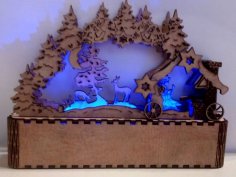 Laser Cut Christmas Shadow Box Holiday Decorations New Year Lamp Free Vector