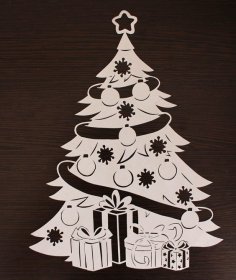 Laser Cut Cute Christmas Tree Decoration Wooden Christmas Ornament DXF File