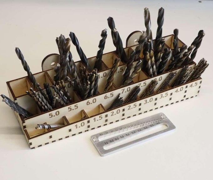 Laser Cut Drill Bit Organizer Storage Rack 4mm DXF File