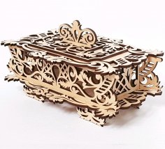 Laser Cut Decorative Wooden Basket With Lid DXF File