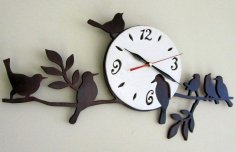 Laser Cut Birds Wall Clock Unique Decor Free Vector