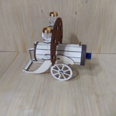 Laser Cut Wooden Vintage Cannon Wine Glass Bottle Holder Free Vector