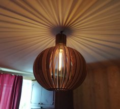 Laser Cut Modern Pendant Light Wooden Round Shape Pendant Lamp Free Vector