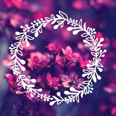 Laser Cut Engrave Flower Leaf Wreath Decoration Free Vector