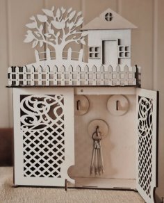 Laser Cut Wooden Key Box Cabinet Keys Storage Free Vector