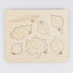 Laser Cut Montessori Leaf Puzzle Wooden Learning Toys For Kids Free Vector