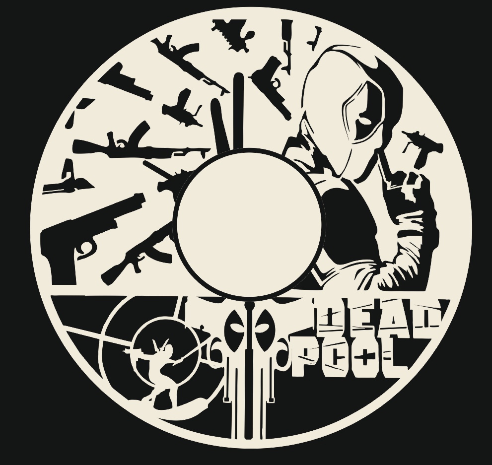 Laser Cut Deadpool Wall Clock Free Vector