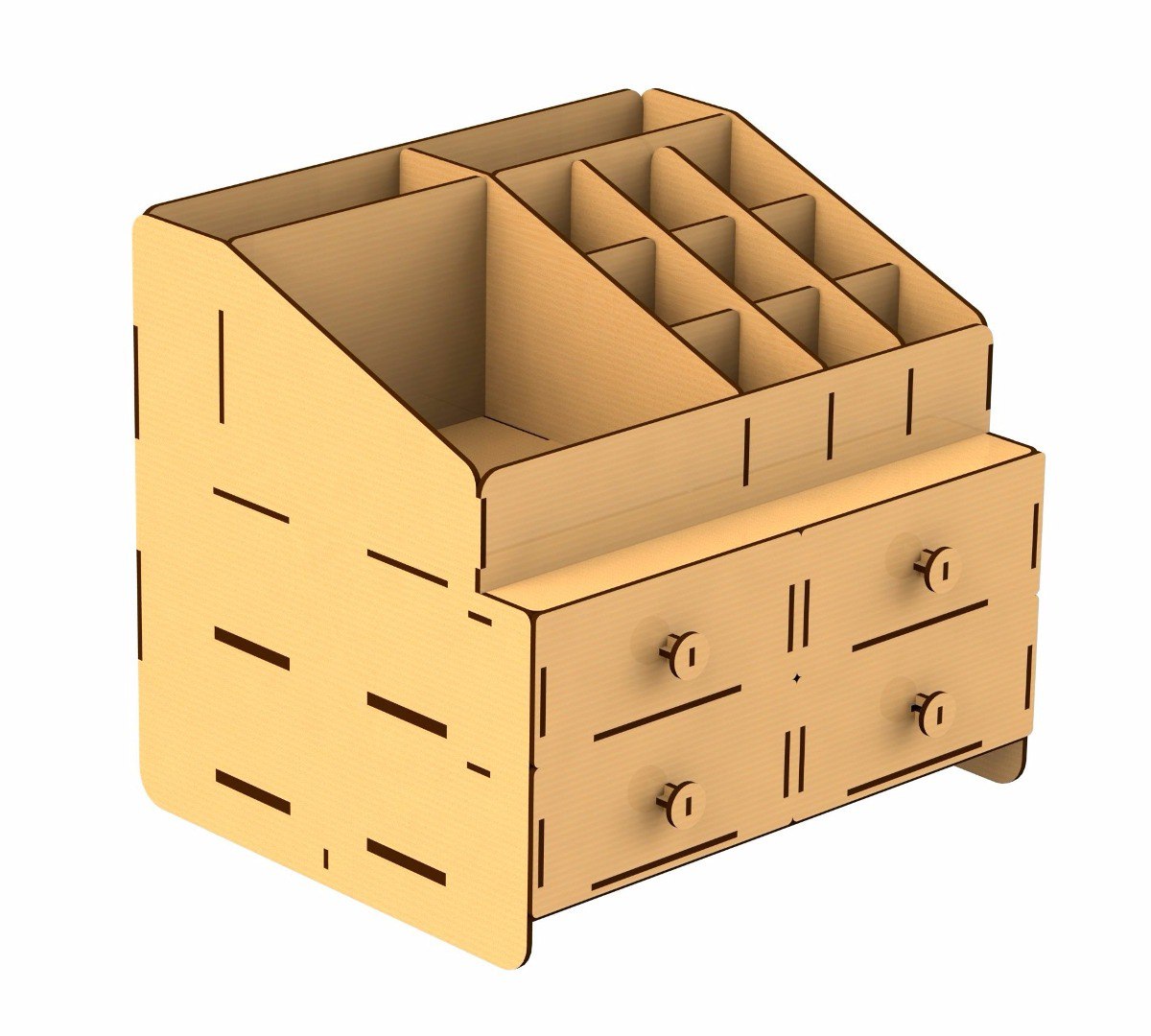 Laser Cut Wooden Desktop Organizer Storage Box With Drawer Free Vector