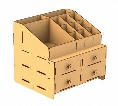 Laser Cut Wooden Desktop Organizer Storage Box With Drawer Free Vector