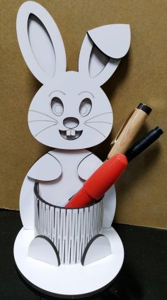 Laser Cut Bunny Pen Holder Free Vector