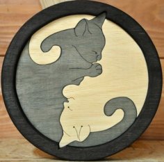 Laser Cut Yin Yang Cats Free Vector