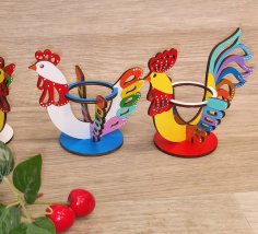 Laser Cut Rooster Egg Holder Easter Decorations Free Vector