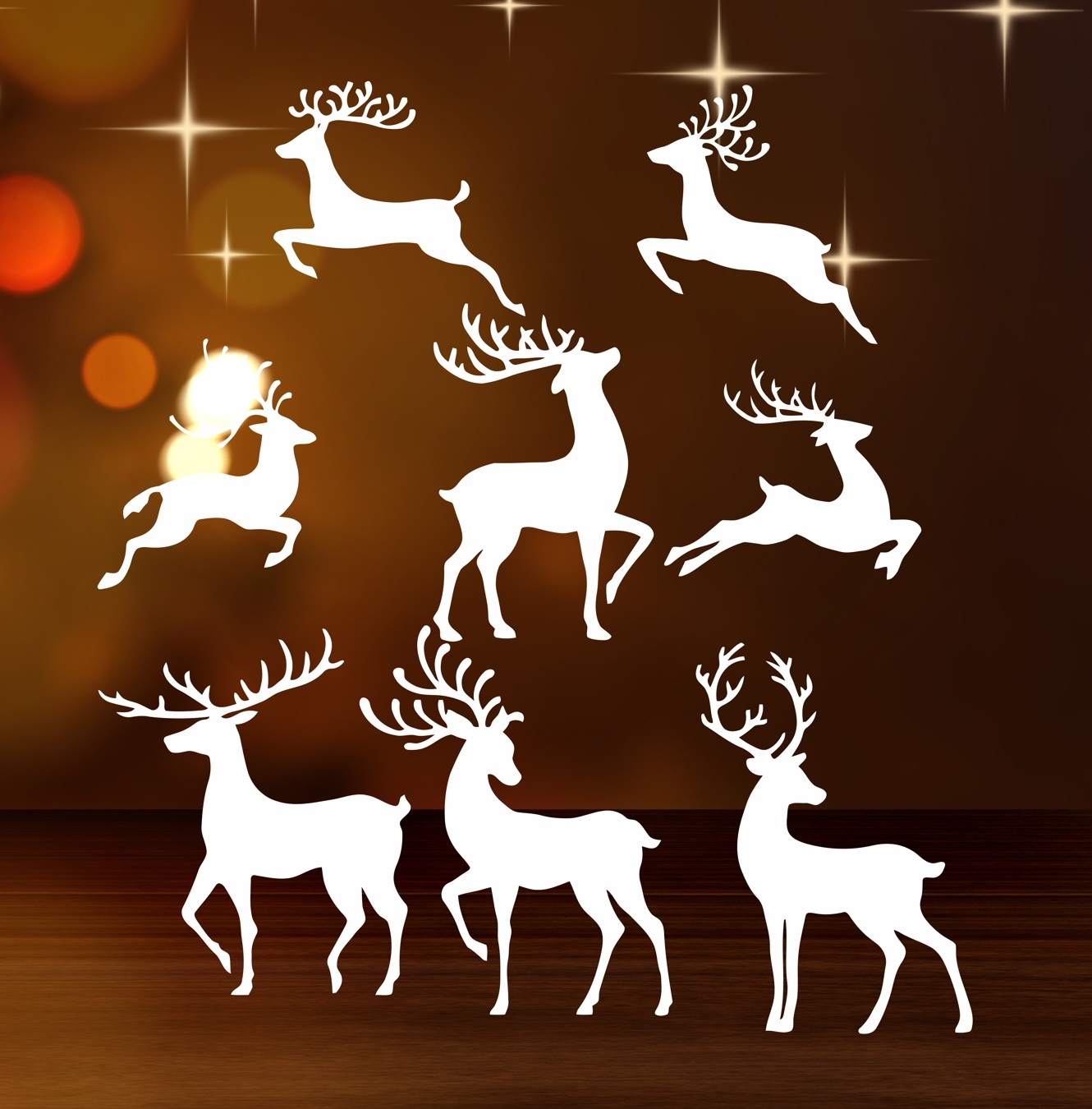 Laser Cut Christmas Reindeer Window Stickers Free Vector