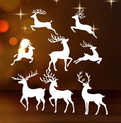 Laser Cut Christmas Reindeer Window Stickers Free Vector