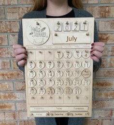 Laser Cut Wooden Calendar Free Vector