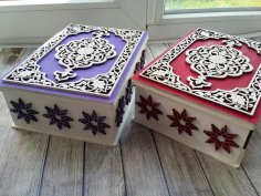 Laser Cut Decorative Gift Box Plywood 3mm Free Vector