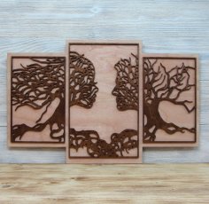 Laser Cut Tree Couple Wall Decor Free Vector