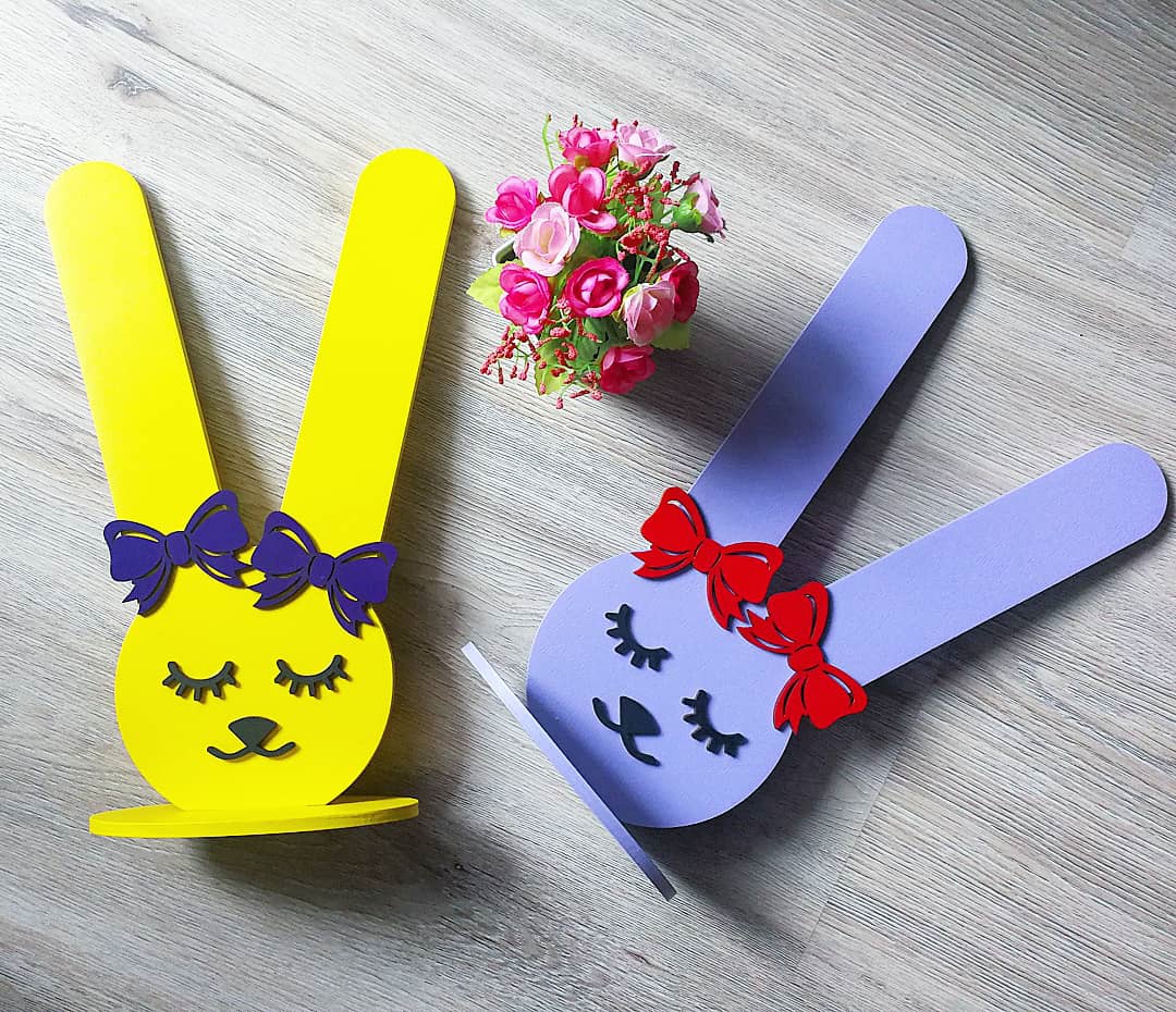 Laser Cut Bunny Rubber Band Holder Free Vector