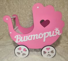 Laser Cut Baby Stroller Walker Free Vector