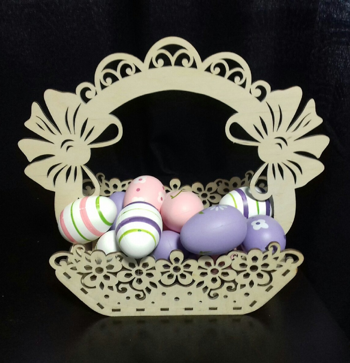 Laser Cut Wooden Decorative Easter Basket Free Vector