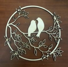 Laser Cut Birds On Branch Decor Free Vector