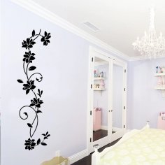 Laser Cut Black Flower Vine Wall Decor Free Vector