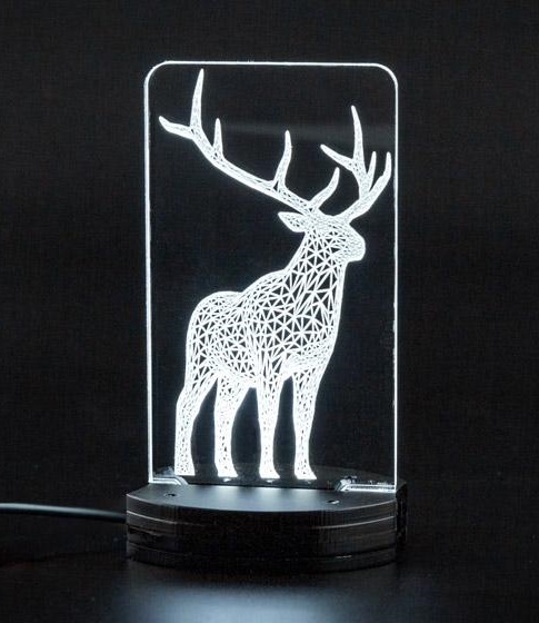 Laser Cut Christmas Deer Acrylic 3D Night Light DXF File