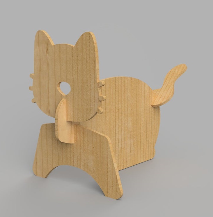 Laser Cut Wooden Cat Decor DXF File