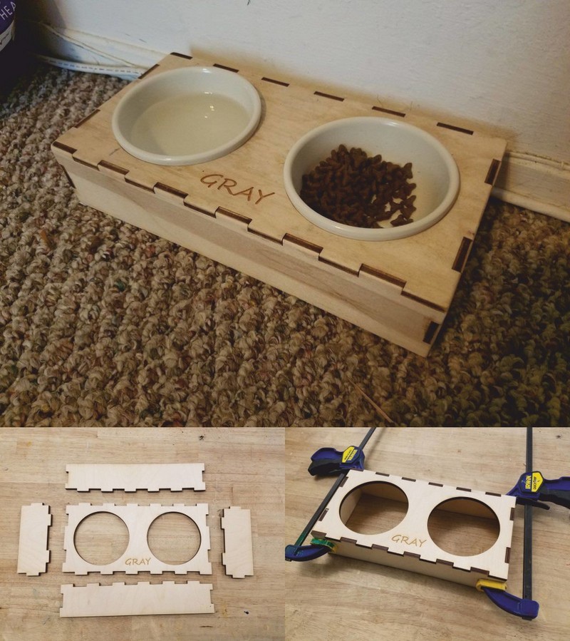 Laser Cut Pet Food Bowl Stand DXF File