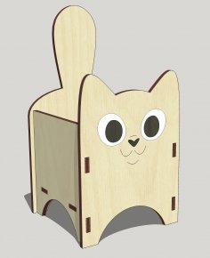 Laser Cut Hair Accessory Box Cat 3mm Free Vector