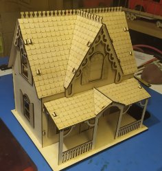 Laser Cut Wooden Decorative Dollhouse Free Vector