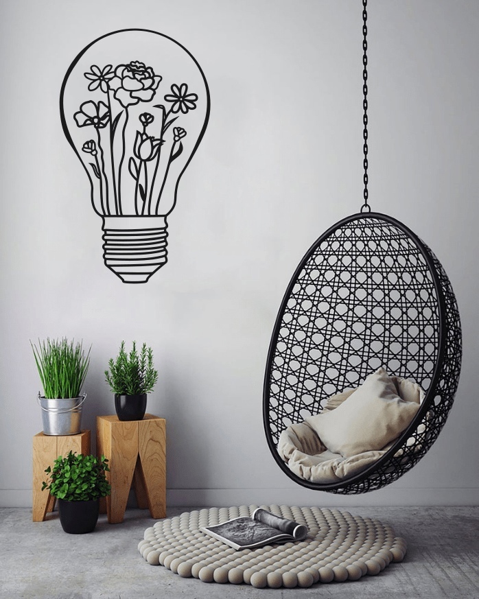 Laser Cut Light Bulb Wall Art Decal Free Vector