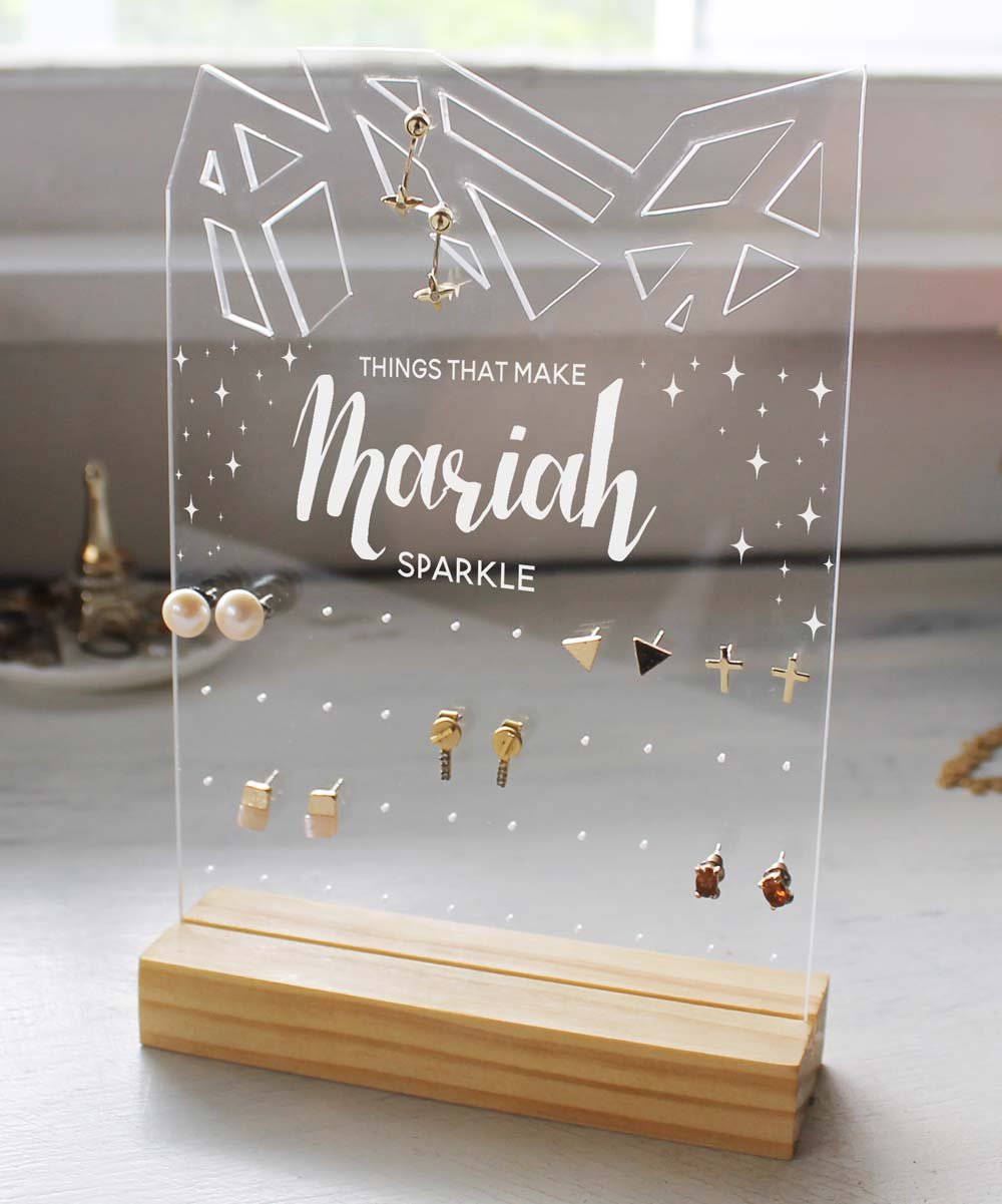 Laser Cut Sparkle Personalized Jewelry Stand Free Vector