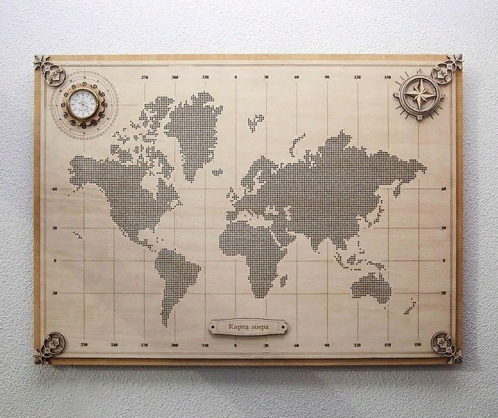 Laser Cut World Map Wall Decor Free Vector