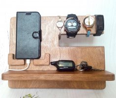 Laser Cut Phone Docking Station Key Holder Watch Organizer Men Free Vector