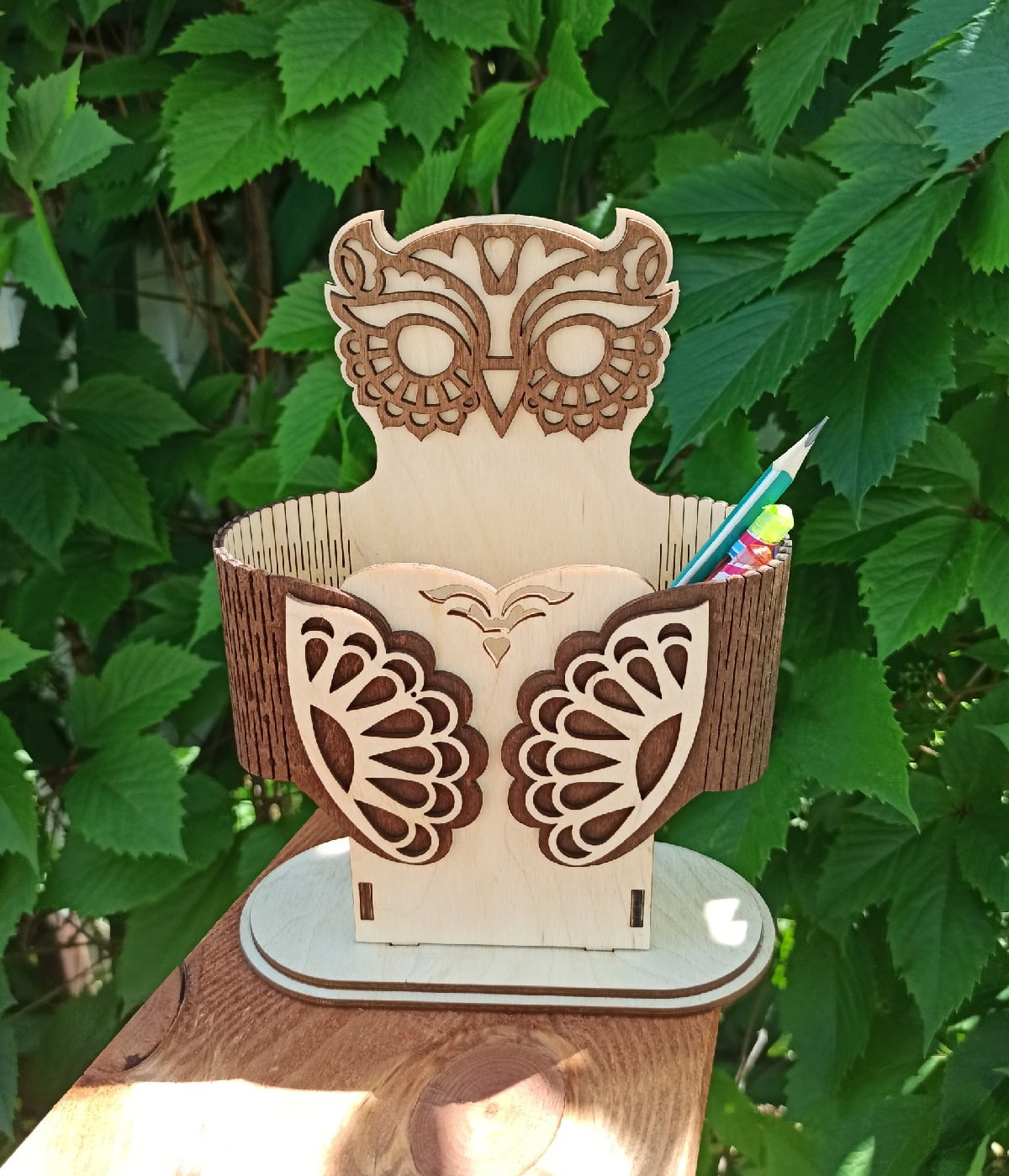 Laser Cut Owl Pen Holder Desk Organizer Free Vector