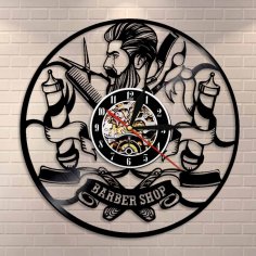 Laser Cut Hipster Hair Salon Vinyl Record Wall Clock Free Vector