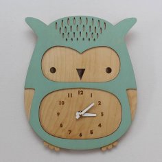 Laser Cut Cute Baby Owl Wall Clock Kids Room Decor Free Vector