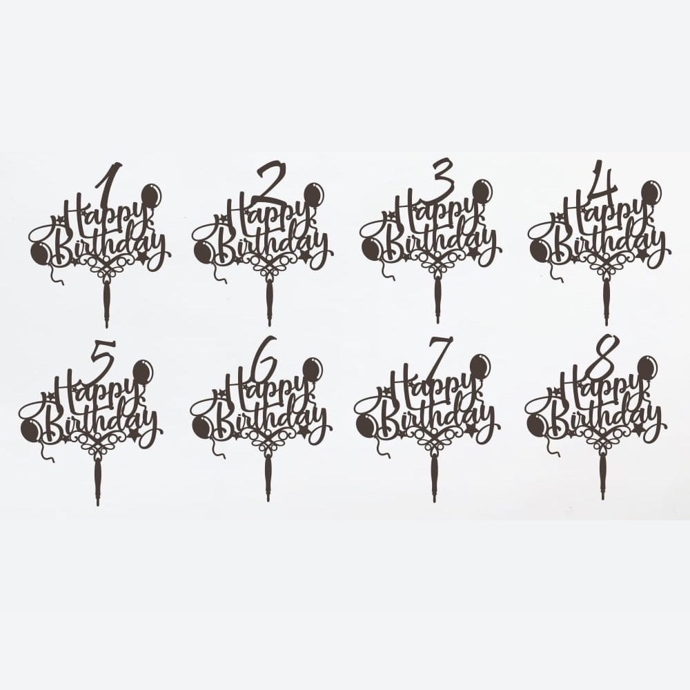 Laser Cut Happy Birthday Cake Toppers Free Vector