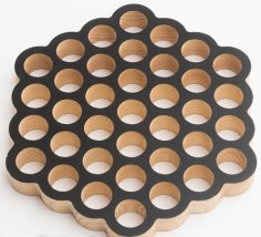 Laser Cut Round Honeycomb Trivet 37 Holes DXF File