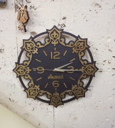 Laser Cut Decor Wooden Wall Clock DXF File